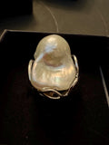 Affordable Giant Iridescent White Flameball Pearl Ring