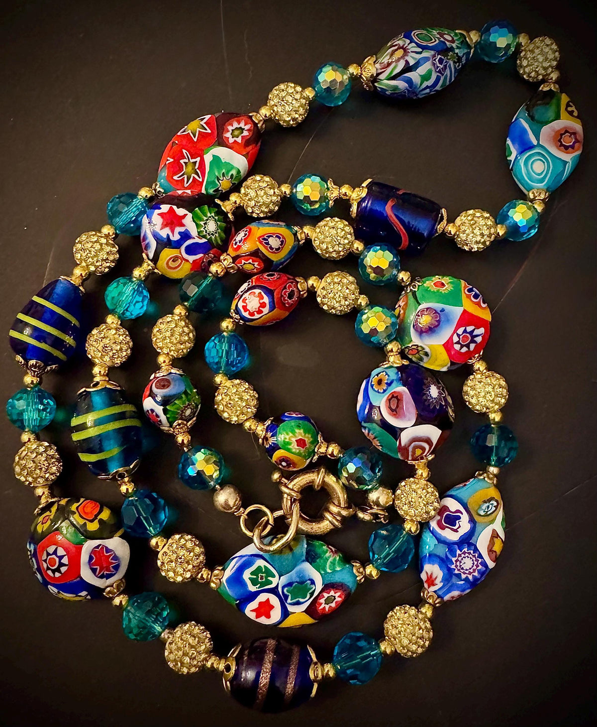 Rosario Leonardi Millefiori Necklace: Rare Venetian Snowshoe & Coin Glass Beads