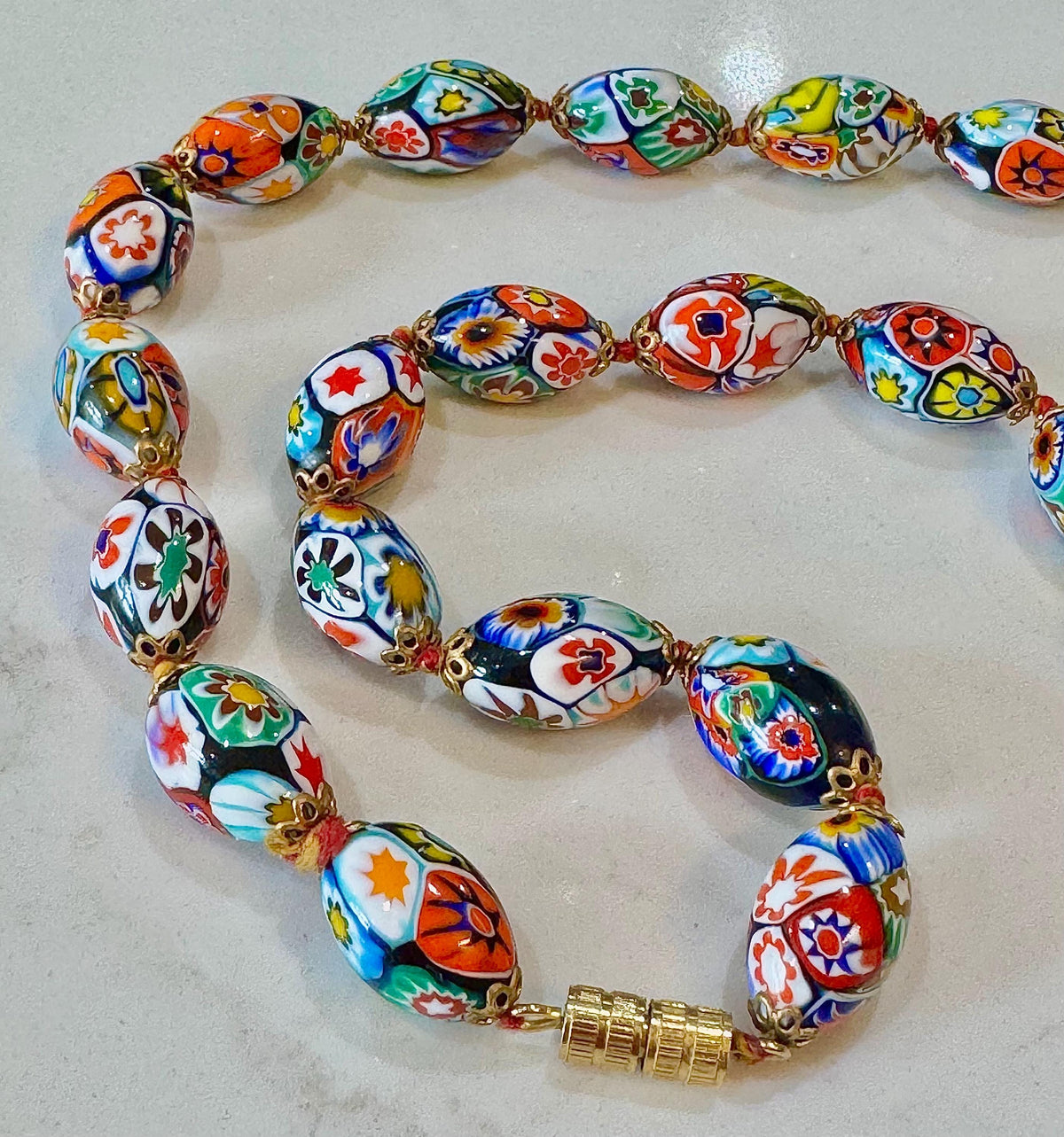 Vintage Ercole Moretti Millefiori Murano Glass Necklace, 26"