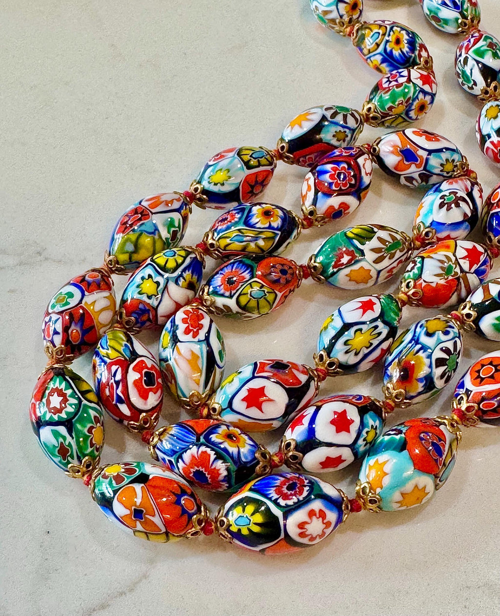 Vintage Ercole Moretti Millefiori Murano Glass Necklace, 26"
