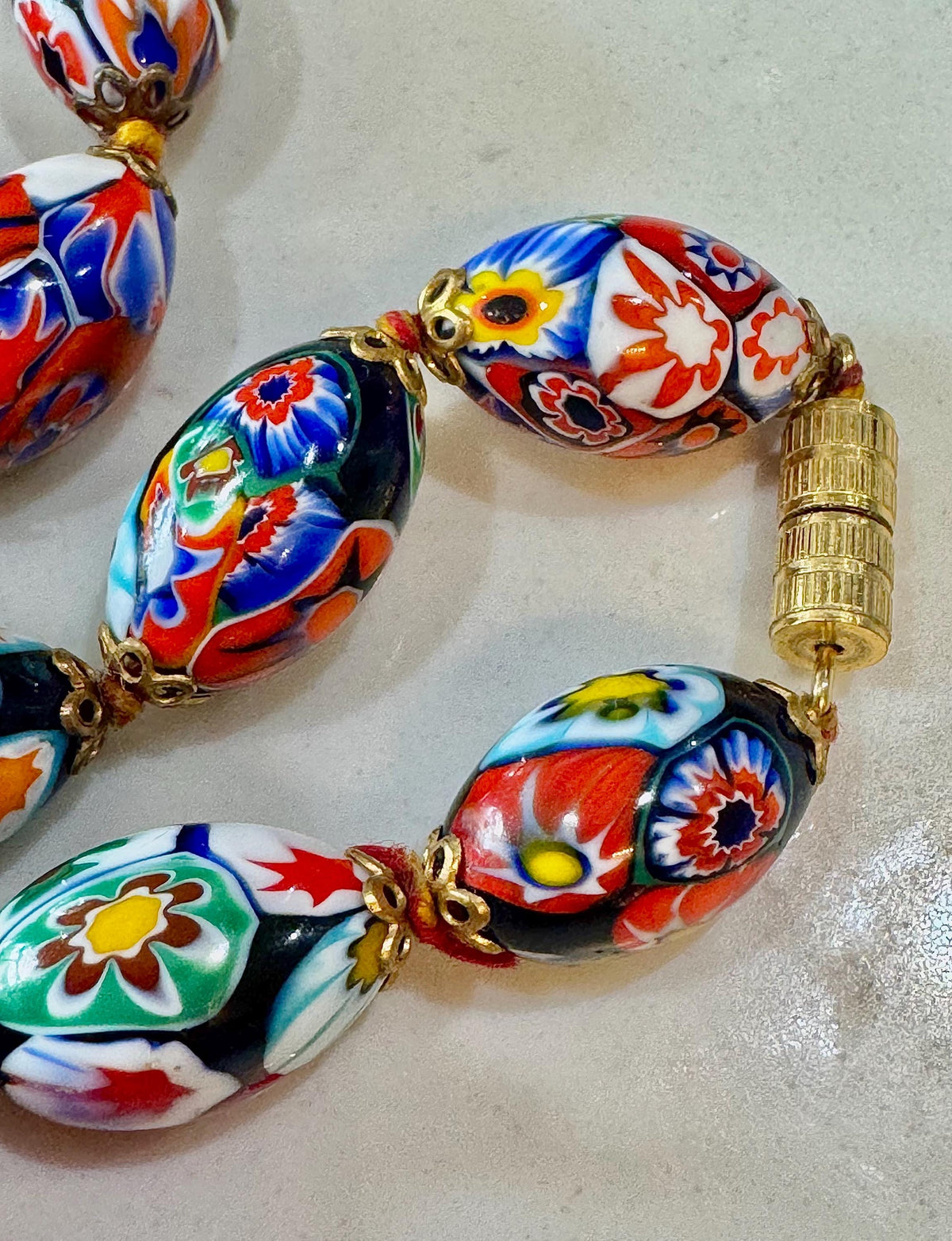 Vintage Ercole Moretti Millefiori Murano Glass Necklace, 26"