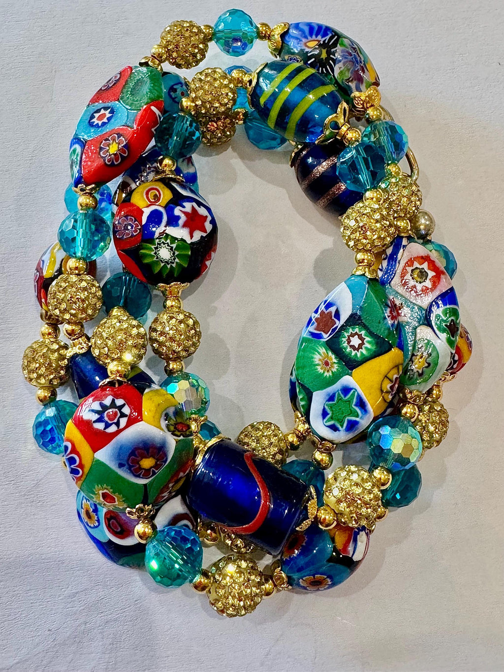 Rosario Leonardi Millefiori Necklace: Rare Venetian Snowshoe & Coin Glass Beads