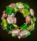 Rosario Leonardi Pink and Green Murano Glass Necklace using Antique Beads