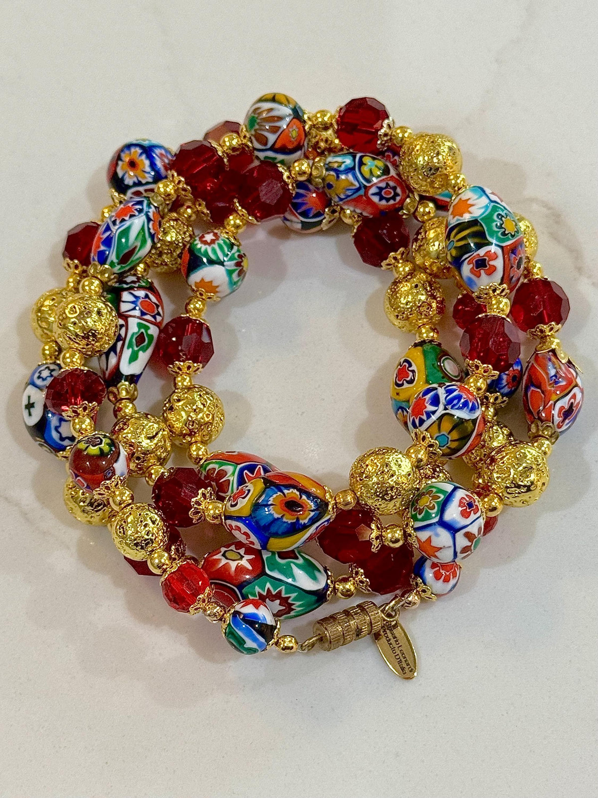 Ercole Moretti Millefiori Murano Glass Necklace: Rosario Leonardi Design, 1920s-50s Vintage Beads