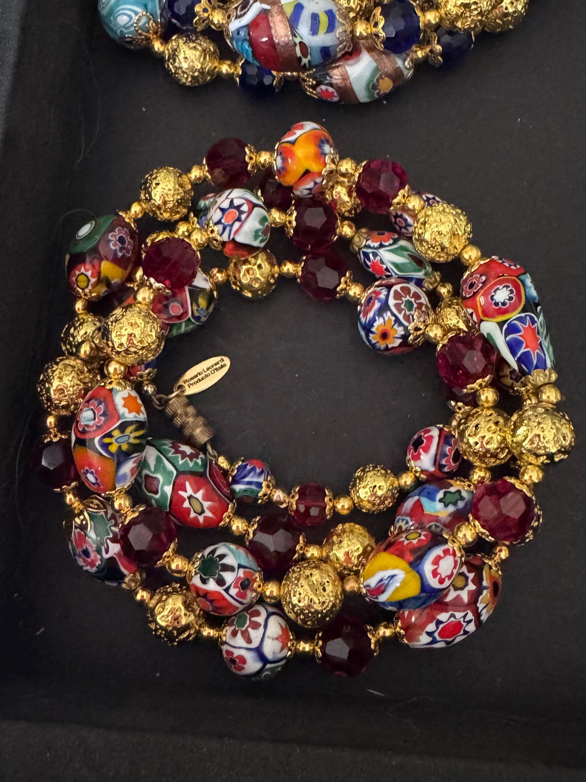 Ercole Moretti Millefiori Murano Glass Necklace: Rosario Leonardi Design, 1920s-50s Vintage Beads