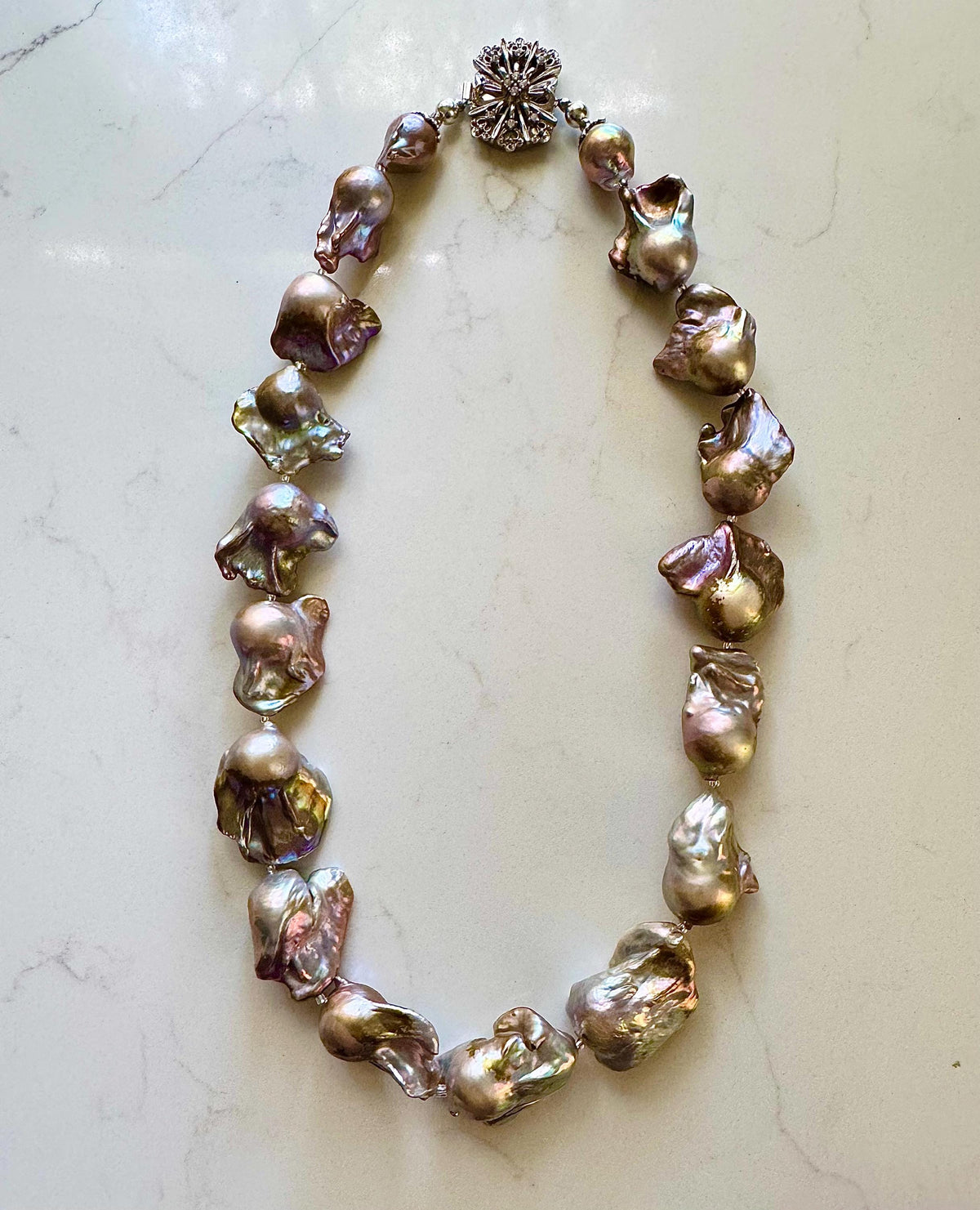RARE Enormous 26mm Iridescent Flameball Freshwater Pearl Necklace