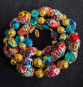 Millefiori Murano Glass Necklace: Ercole Moretti Vintage Beads, Aqua Swarovski Crystals