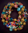 Rosario Leonardi Millefiori Murano Italian Necklace Featuring Aventurine Millefiori Glass Beads