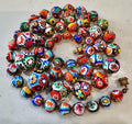 Vintage Ercole Moretti Graduated Round Millefiori Murano Glass Beaded Necklace, 27"