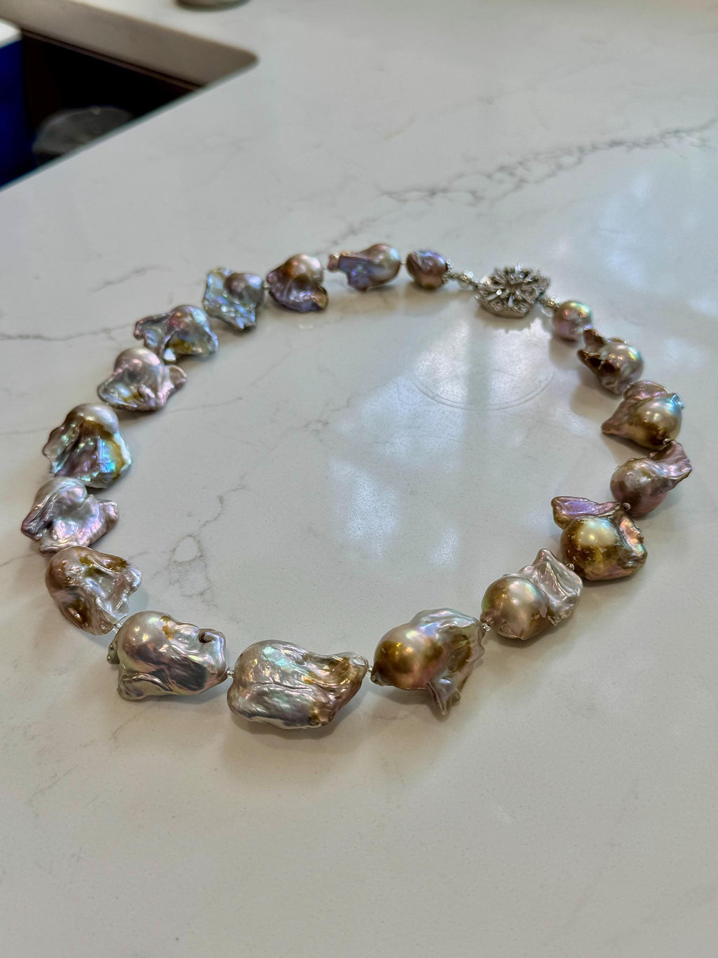 RARE Enormous 26mm Iridescent Flameball Freshwater Pearl Necklace