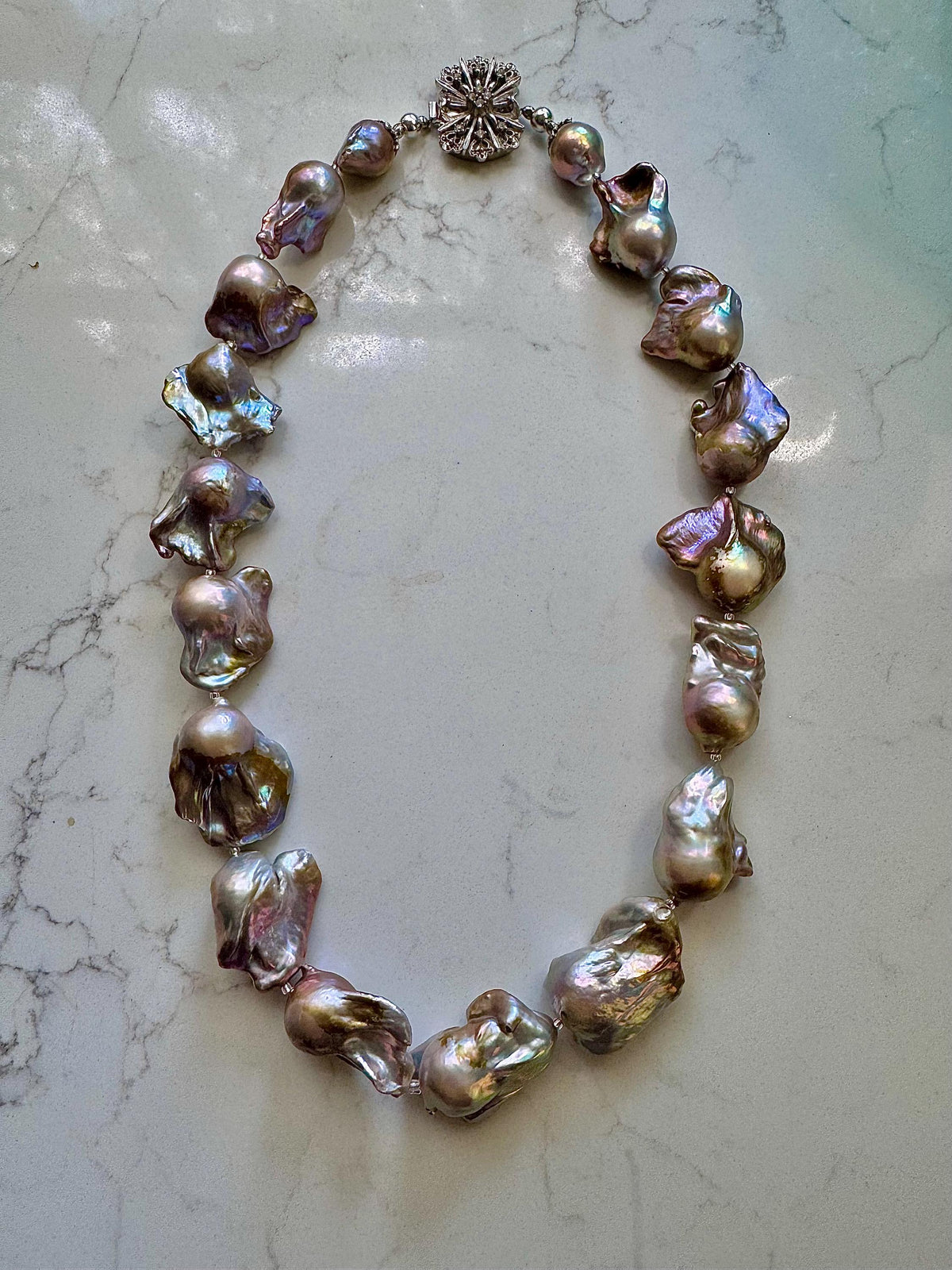 RARE Enormous 26mm Iridescent Flameball Freshwater Pearl Necklace