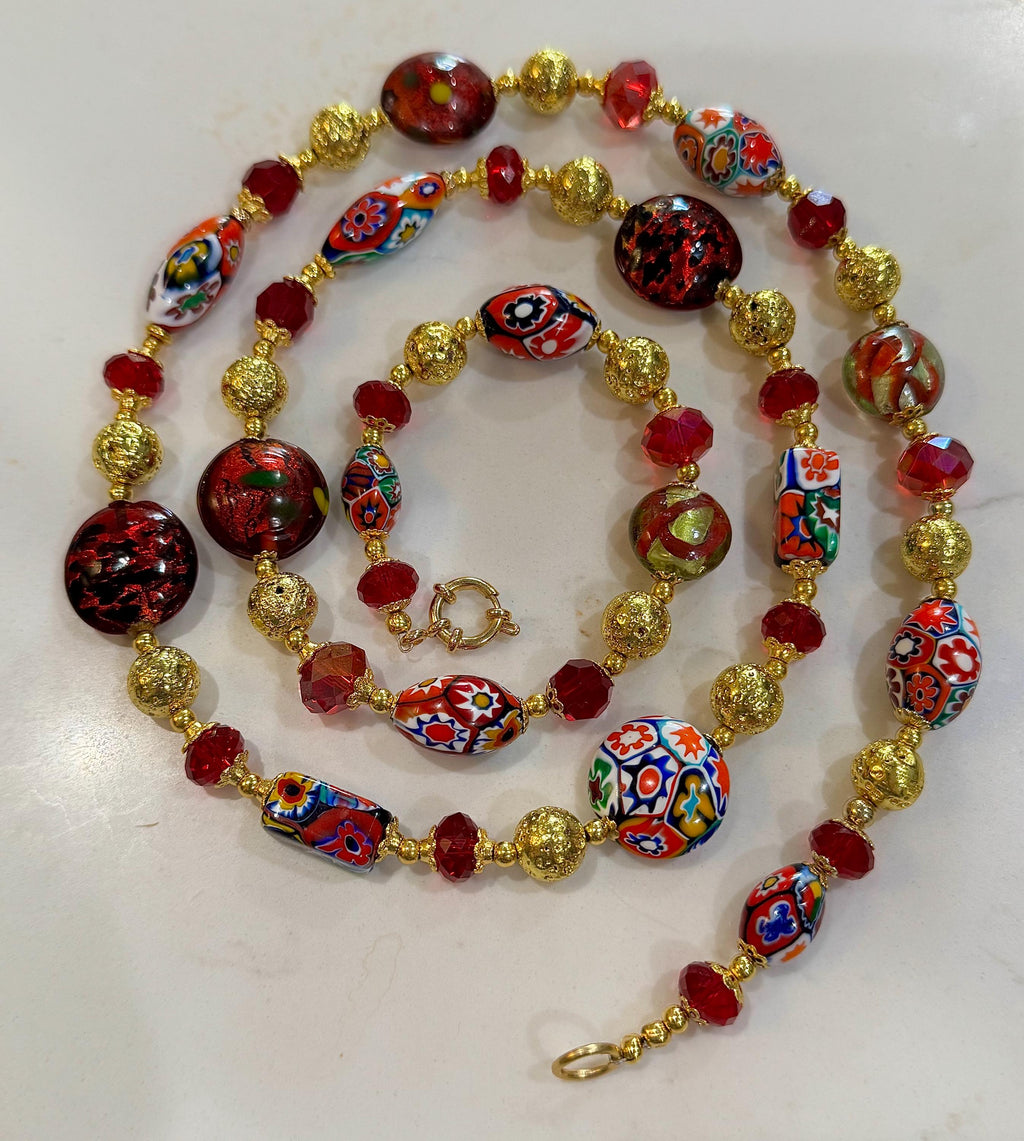 Rosario Leonardi Millefiori Necklace: Vintage Ercole Moretti Murano Beads