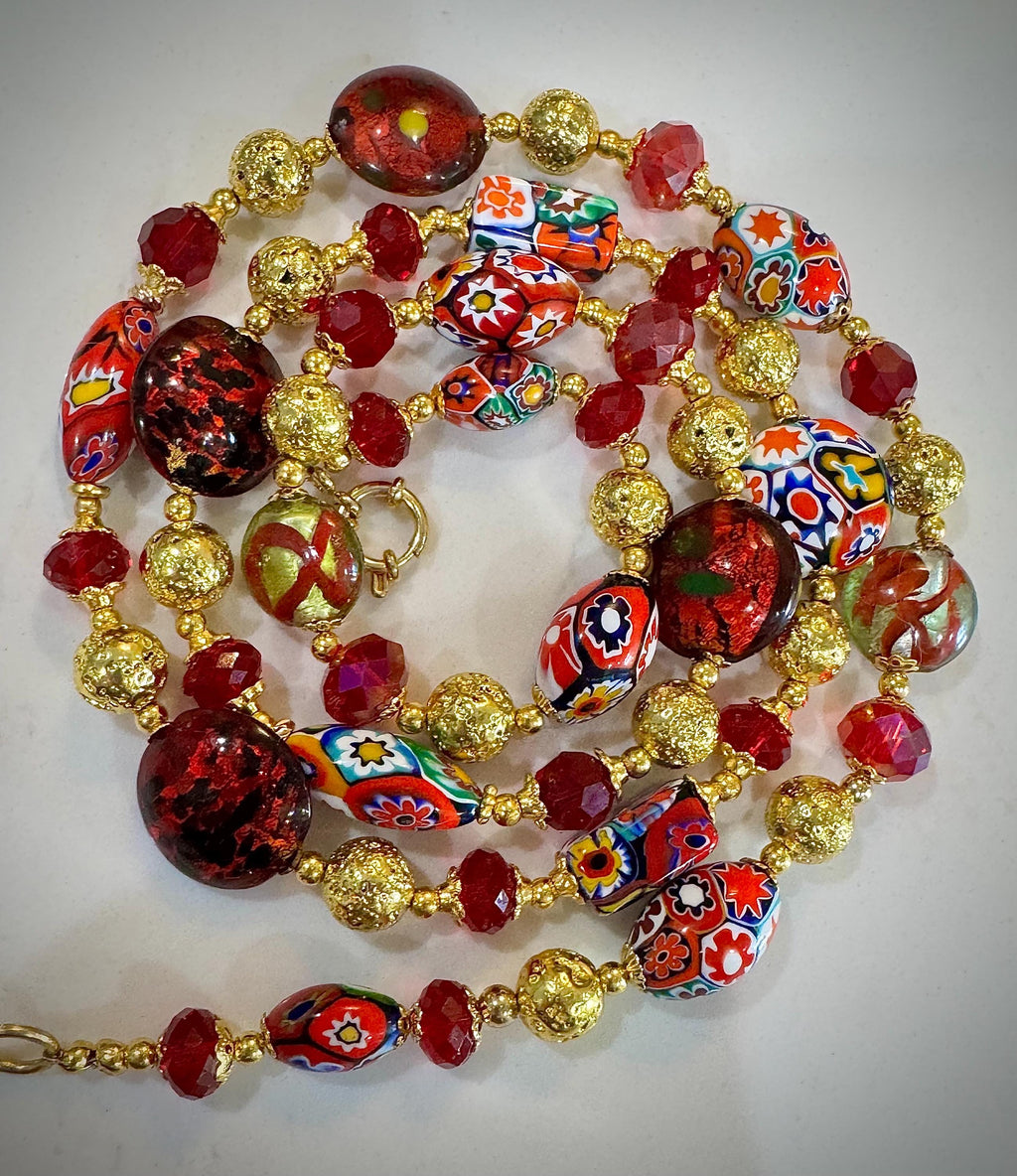 Rosario Leonardi Millefiori Necklace: Vintage Ercole Moretti Murano Beads