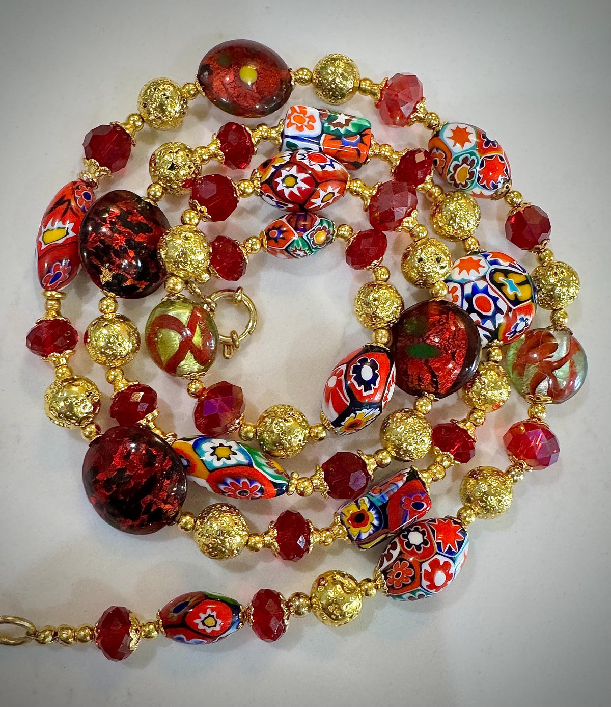 Rosario Leonardi Millefiori Necklace: Vintage Ercole Moretti Murano Beads