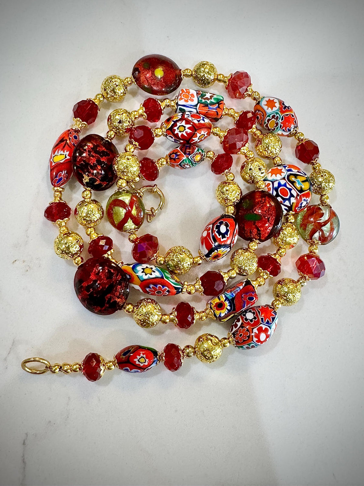 Rosario Leonardi Millefiori Necklace: Vintage Ercole Moretti Murano Beads