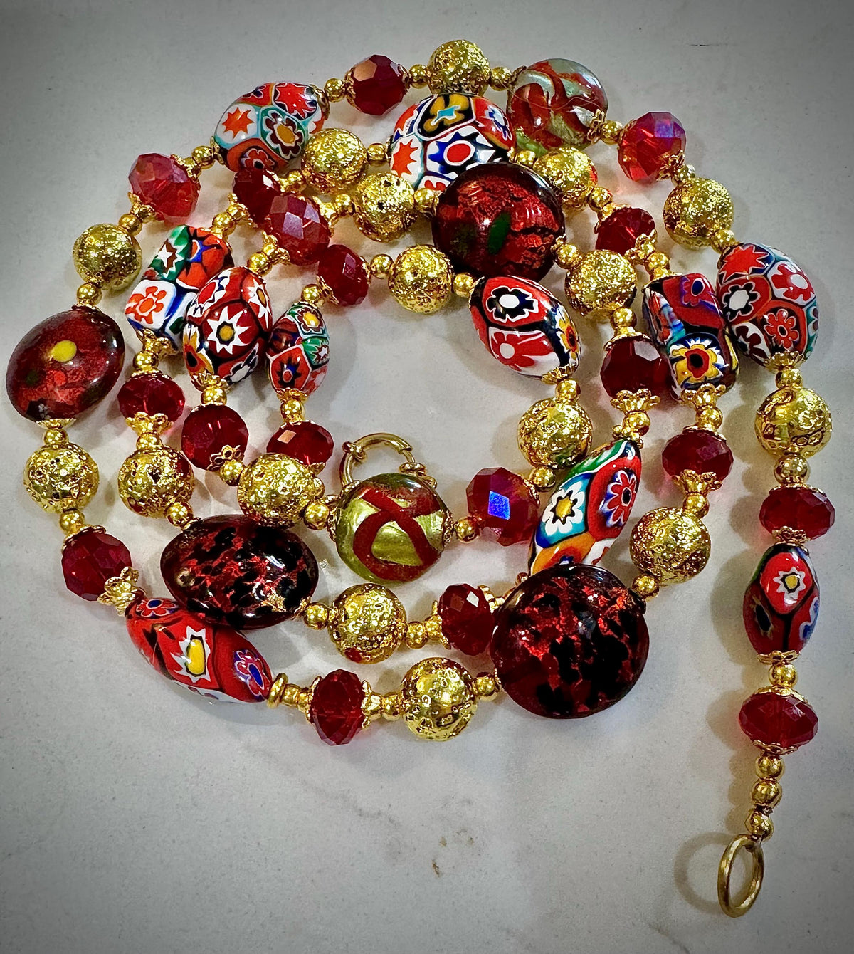 Rosario Leonardi Millefiori Necklace: Vintage Ercole Moretti Murano Beads