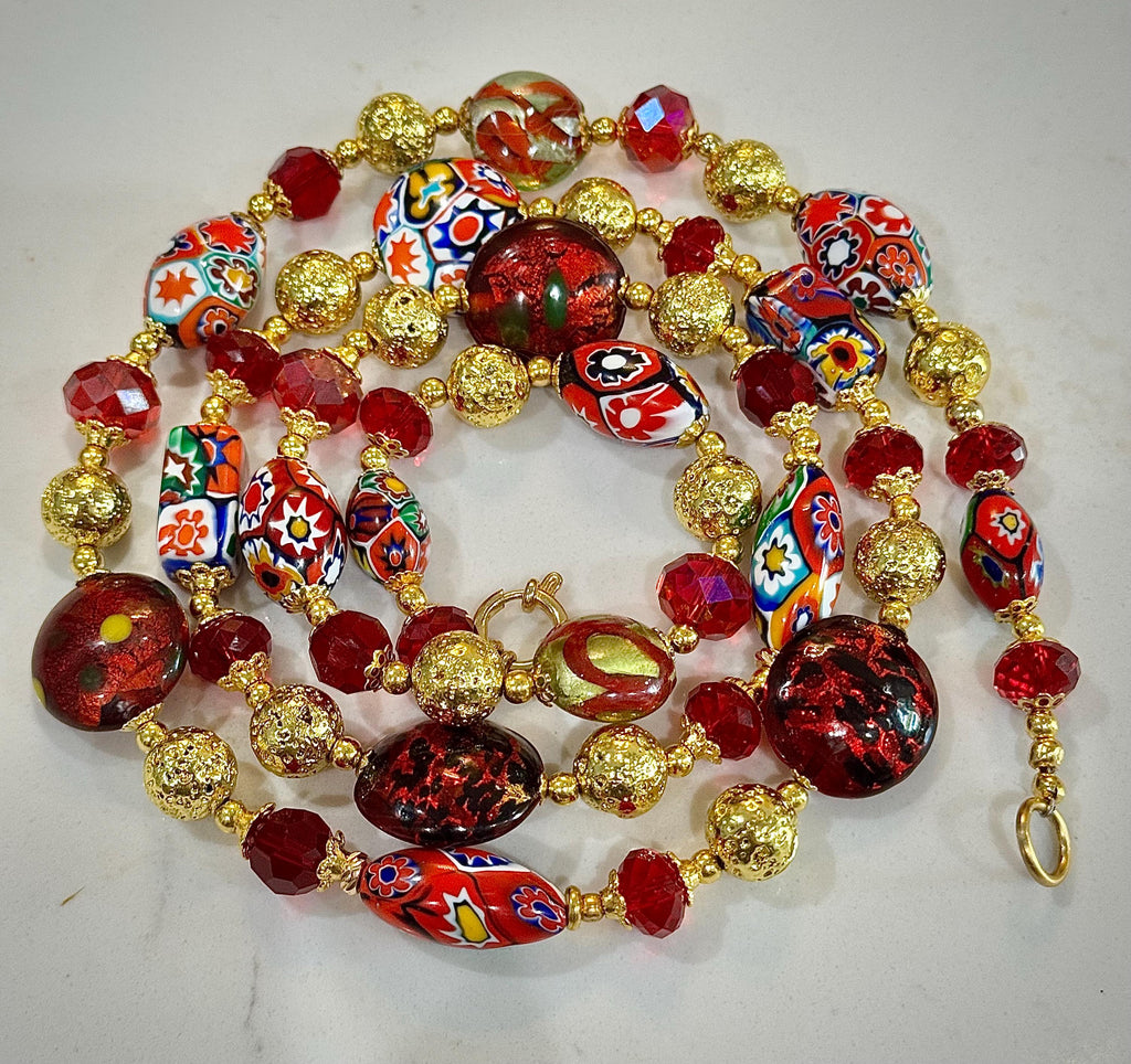 Rosario Leonardi Millefiori Necklace: Vintage Ercole Moretti Murano Beads