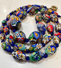Vintage Millefiori Murano Glass Necklace: Ercole Moretti, Restrung, 32"