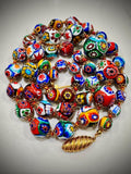 Exceptional Vintage Ercole Moretti Graduated Round Millefiori Murano Glass Beaded Necklace, 26”
