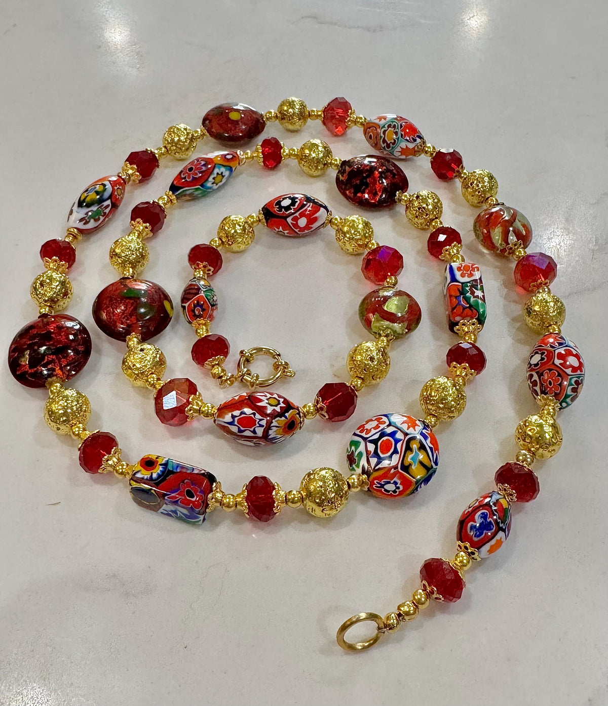 Rosario Leonardi Millefiori Necklace: Vintage Ercole Moretti Murano Beads