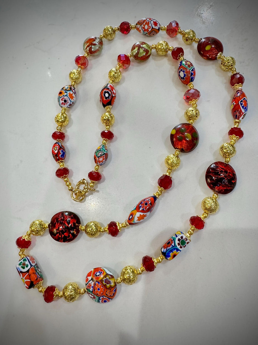 Rosario Leonardi Millefiori Necklace: Vintage Ercole Moretti Murano Beads