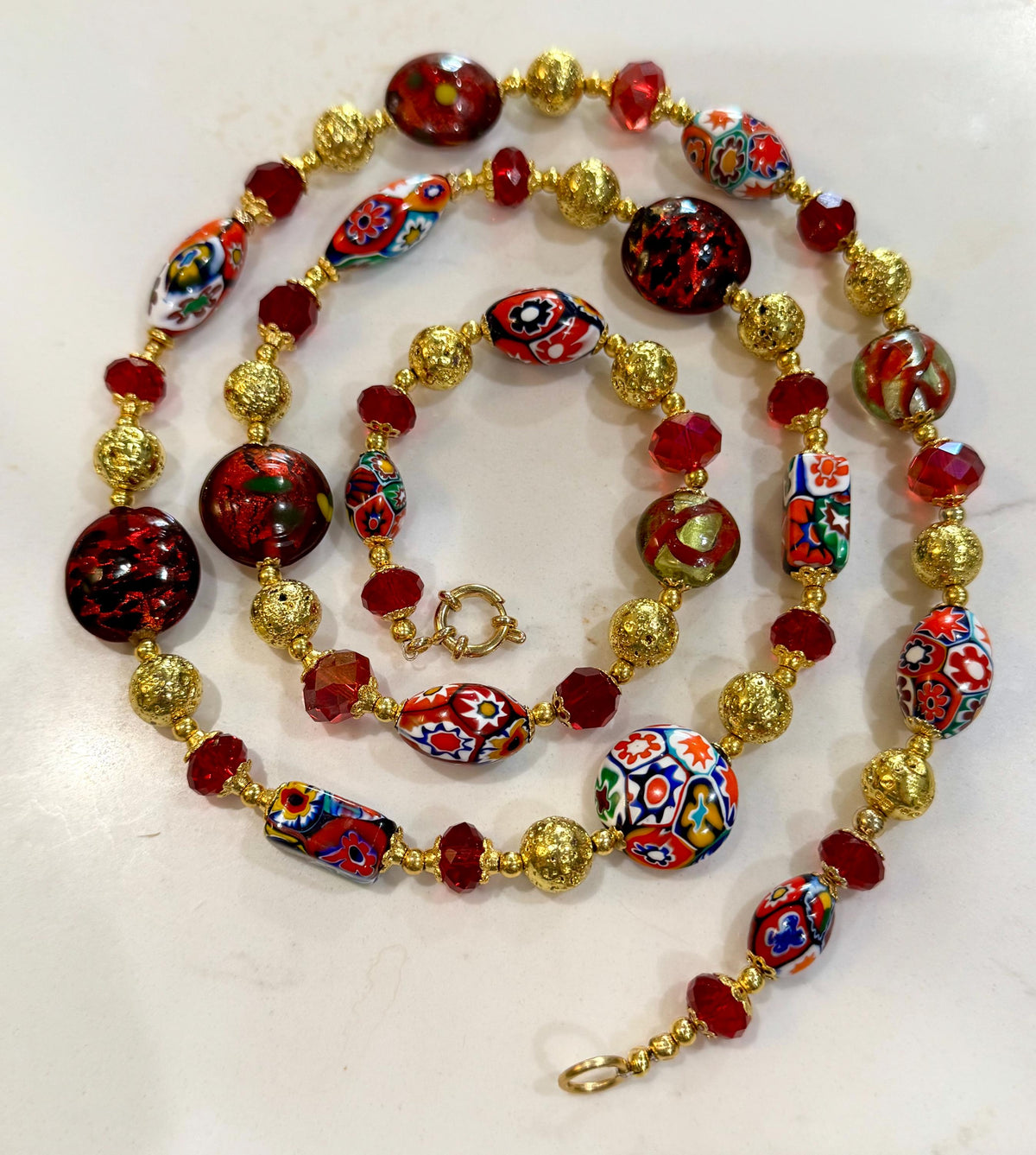 Rosario Leonardi Millefiori Necklace: Vintage Ercole Moretti Murano Beads