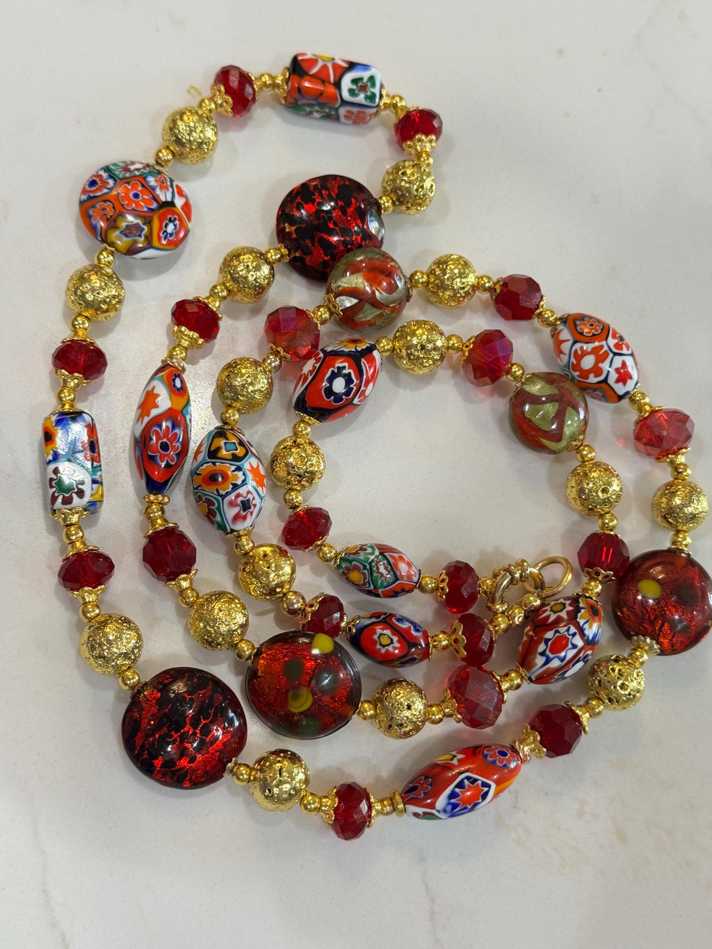 Rosario Leonardi Millefiori Necklace: Vintage Ercole Moretti Murano Beads