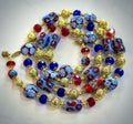 Vintage Murano Millefiori Glass Necklace: Red, Violet, Brown Beaded Rosario Leonardi