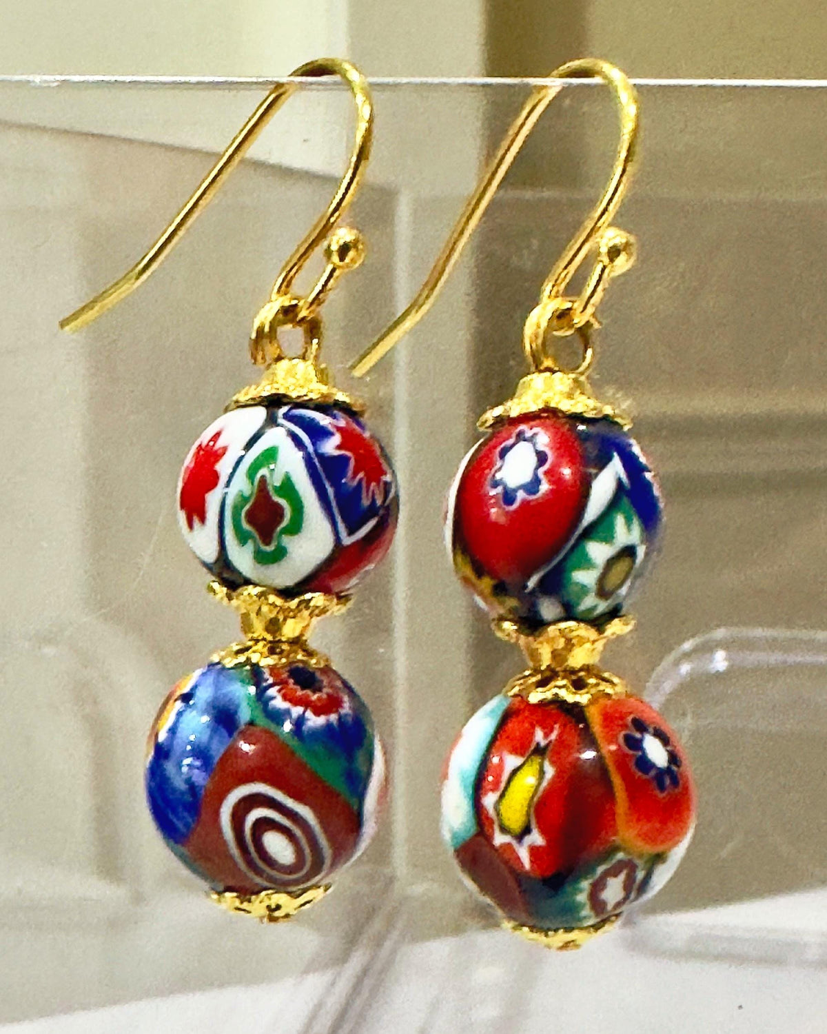 Ercole Moretti beaded Sterling Silver Hook Electroplated on 14k yellow gold.
