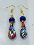 Vintage Ercole Moretti Teardrop Earrings: Sterling Silver, Cobalt Crystals