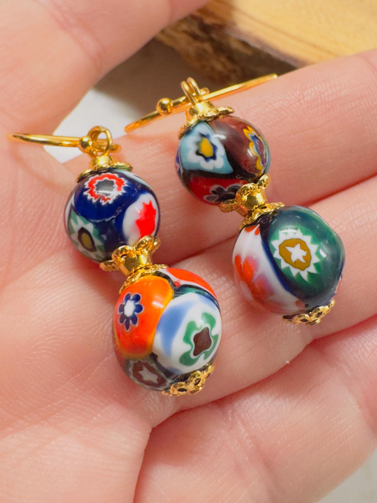 Handmade Sterling Silver Ercole Moretti Beaded Earrings, 1920s Murano Glass