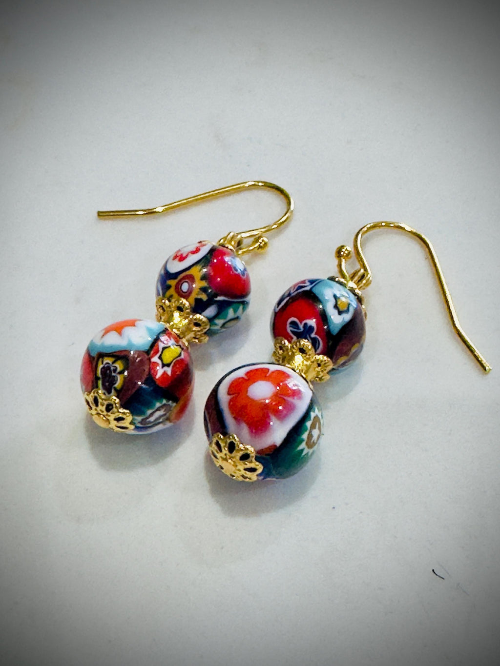 Handmade Sterling Silver Ercole Moretti Beaded Earrings, 1920s Murano Glass