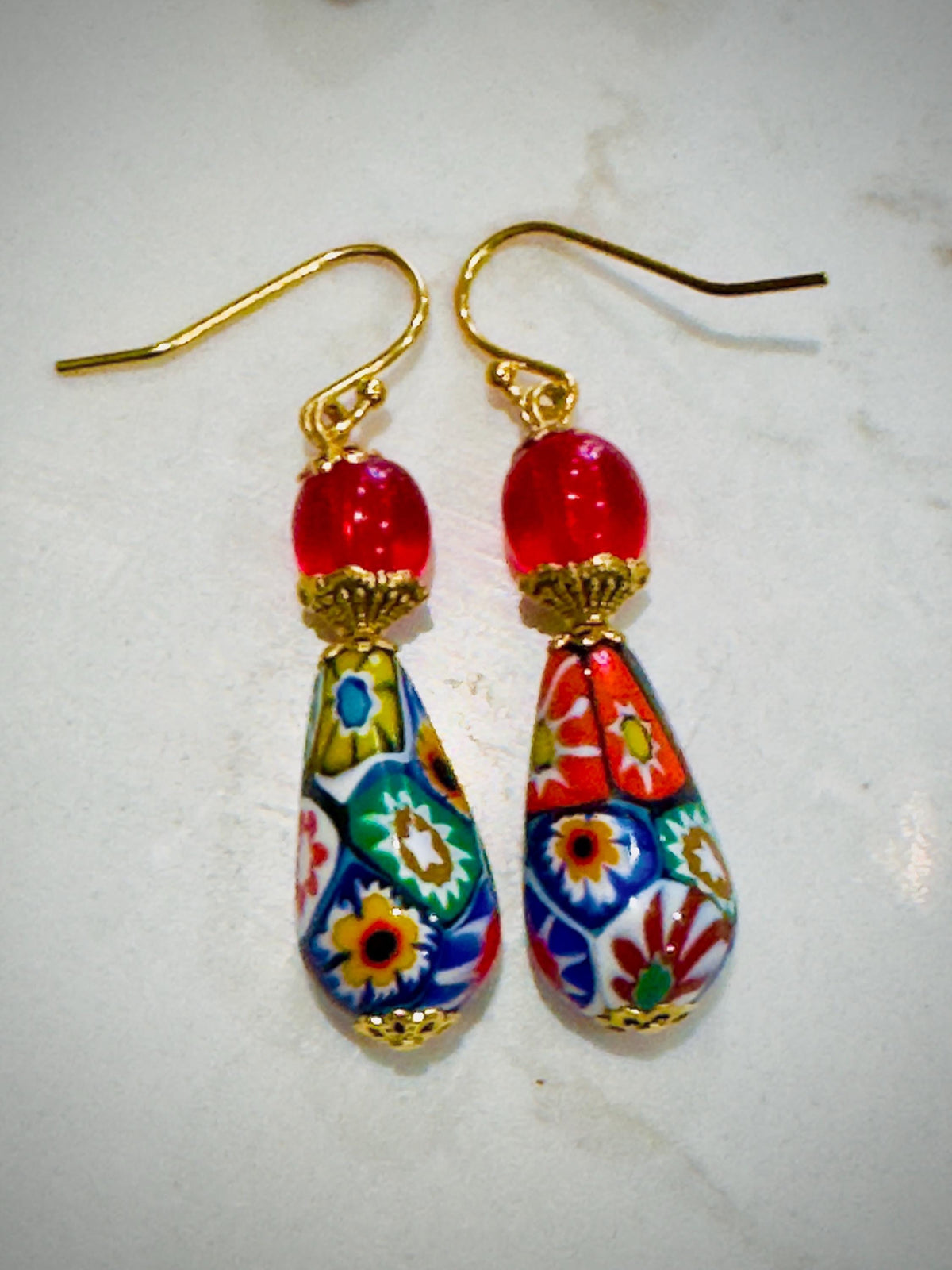Vintage Ercole Moretti Teardrop Earrings: Sterling Silver & Cobalt Crystals