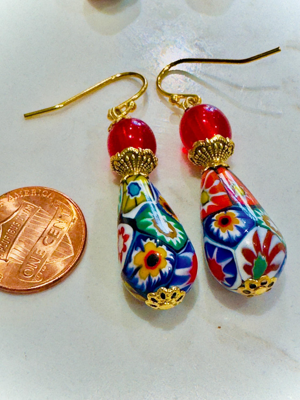 Vintage Ercole Moretti Teardrop Earrings: Sterling Silver & Cobalt Crystals