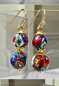 Handmade Sterling Silver Ercole Moretti Beaded Earrings, 1920s Murano Glass
