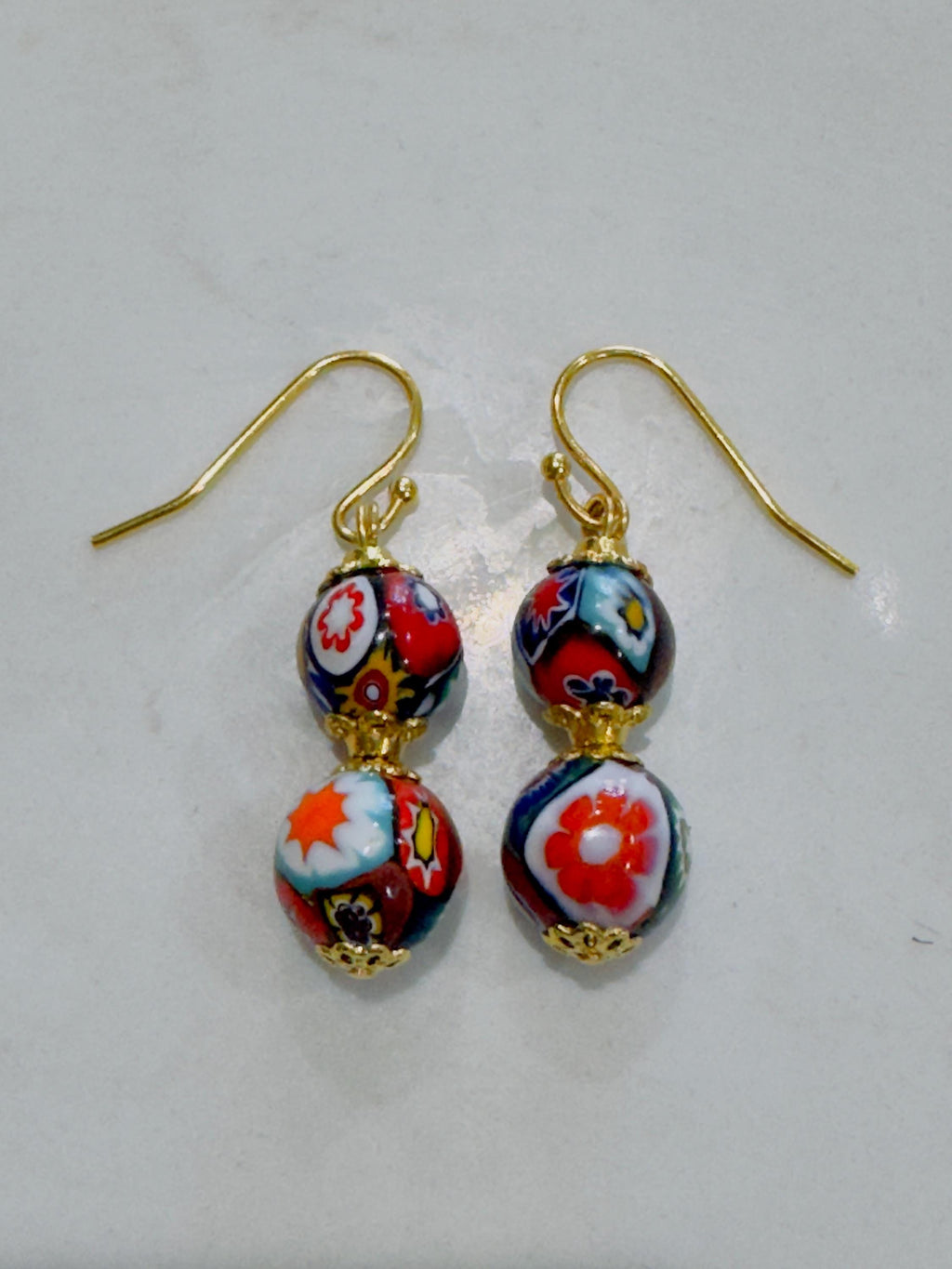 Handmade Sterling Silver Ercole Moretti Beaded Earrings, 1920s Murano Glass