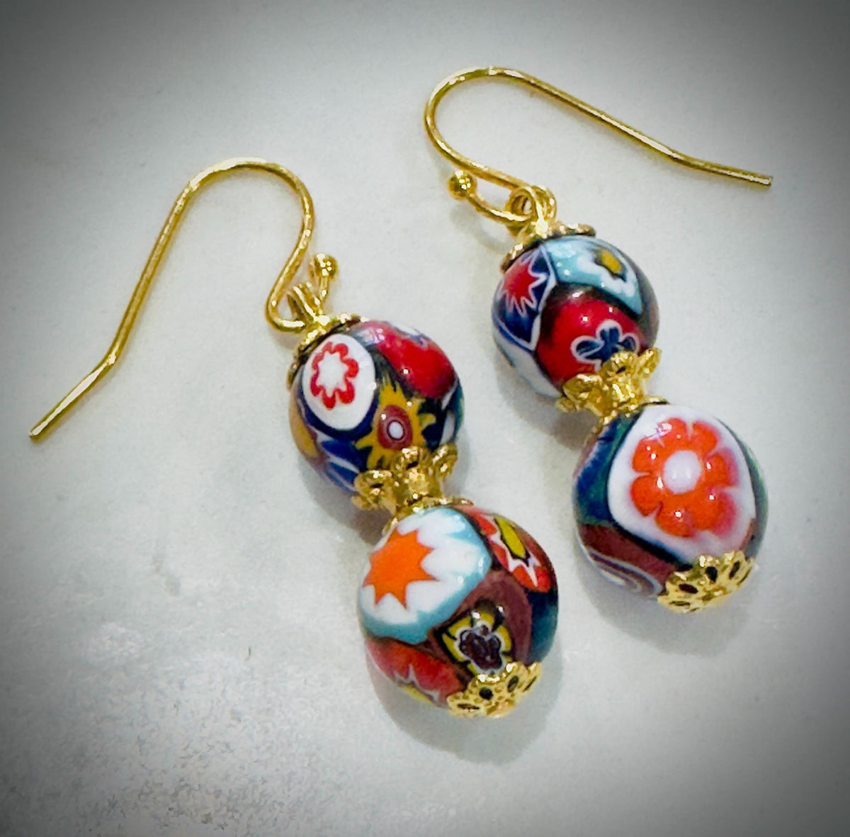 Handmade Sterling Silver Ercole Moretti Beaded Earrings, 1920s Murano Glass