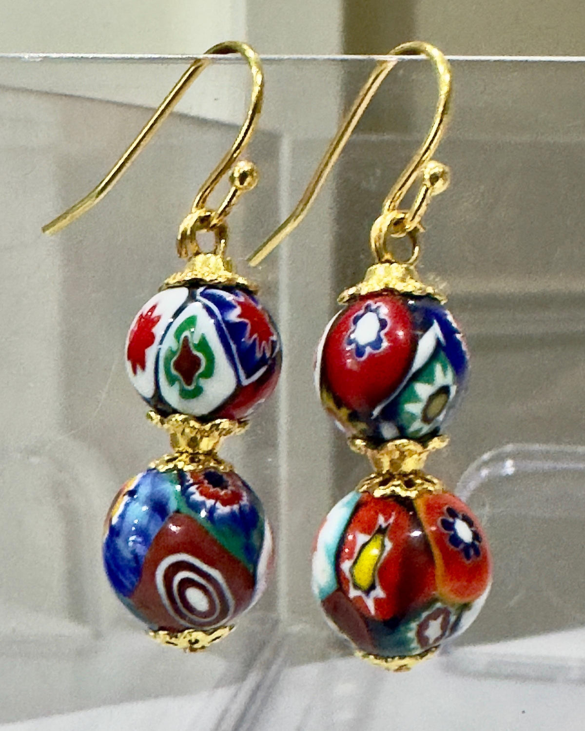 Handmade Sterling Silver Ercole Moretti Beaded Earrings, 1920s Murano Glass