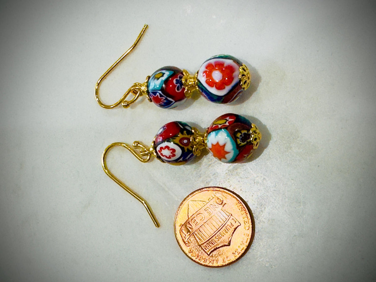 Handmade Sterling Silver Ercole Moretti Beaded Earrings, 1920s Murano Glass