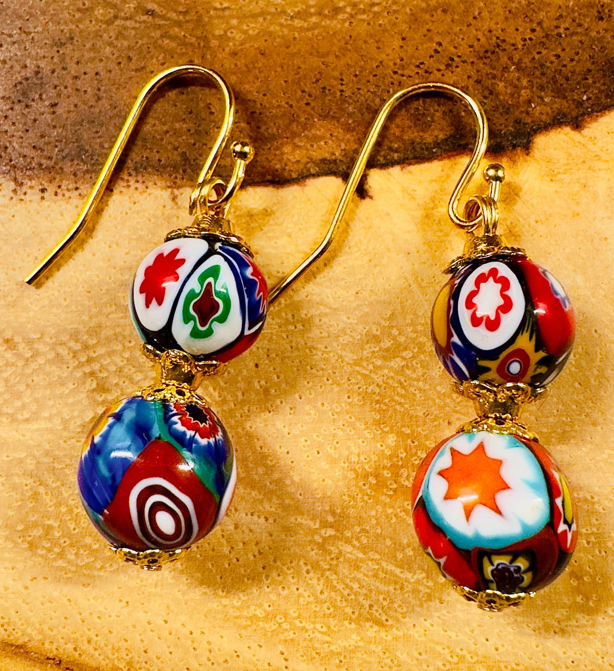 Handmade Sterling Silver Ercole Moretti Beaded Earrings, 1920s Murano Glass