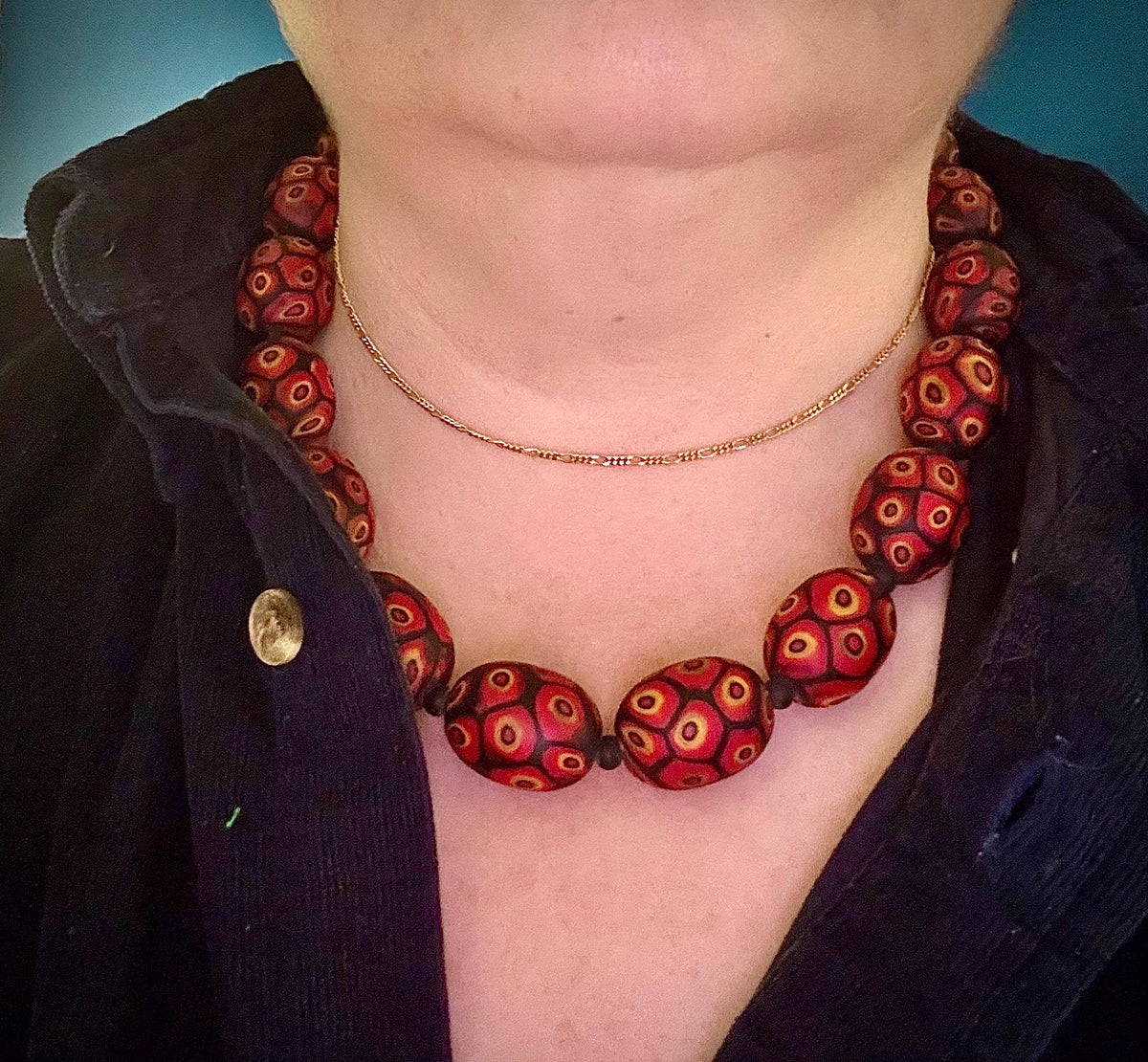 Ercole Moretti Murano Millefiori Glass Bead Necklace, 20" Vintage