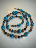 Vintage Murano Millefiori Necklace: Aqua Ercole Moretti Beads, 1920s-1960s
