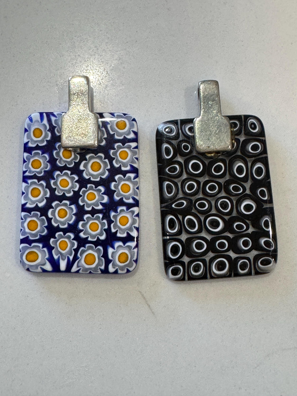 Ercole Moretti Rectangular Pendant-Choice of Black Rectangular or Blue with White