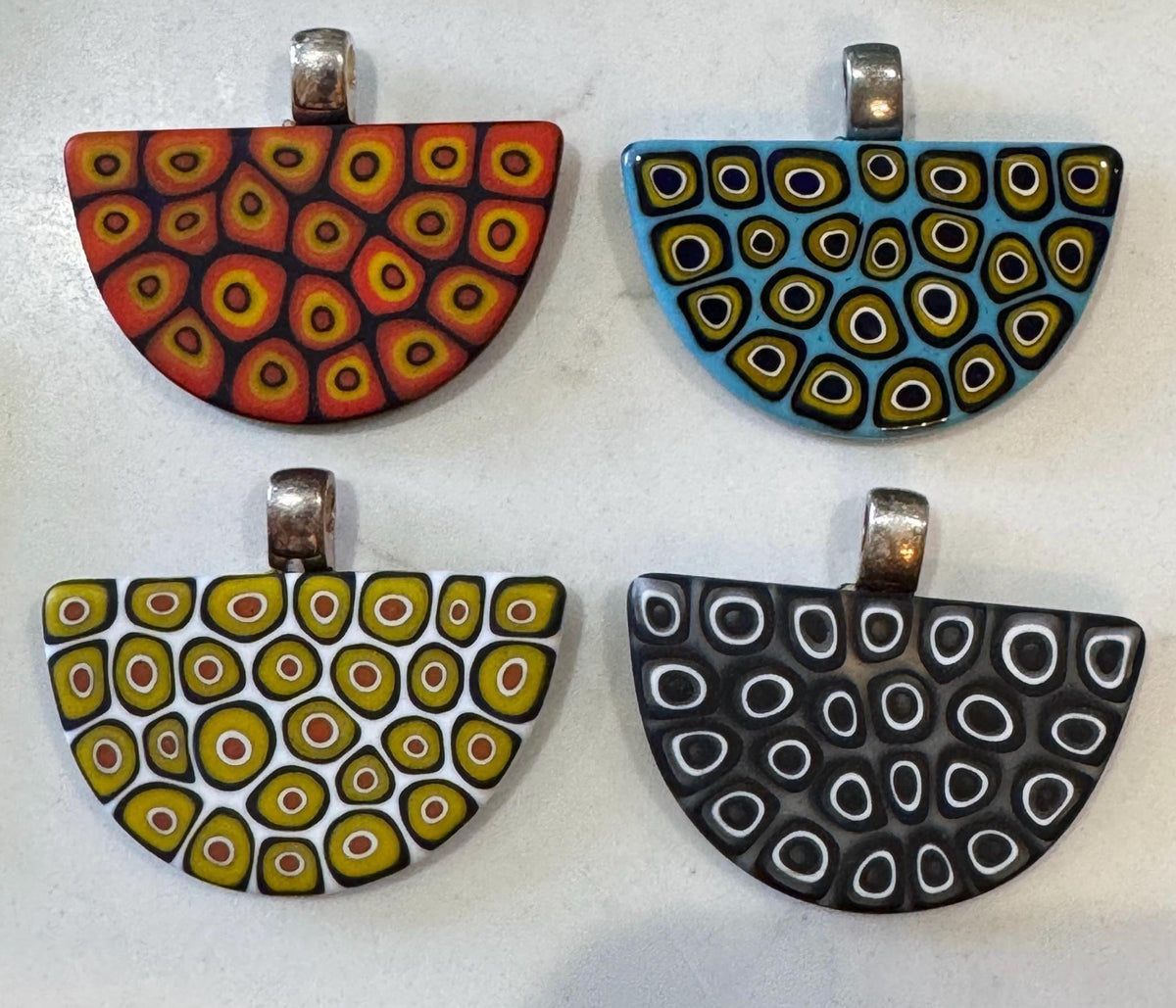 Ercole Moretti Triangular Pendant-Choice of or Aqua, White, Burnt Sienna Red, or Black NWT