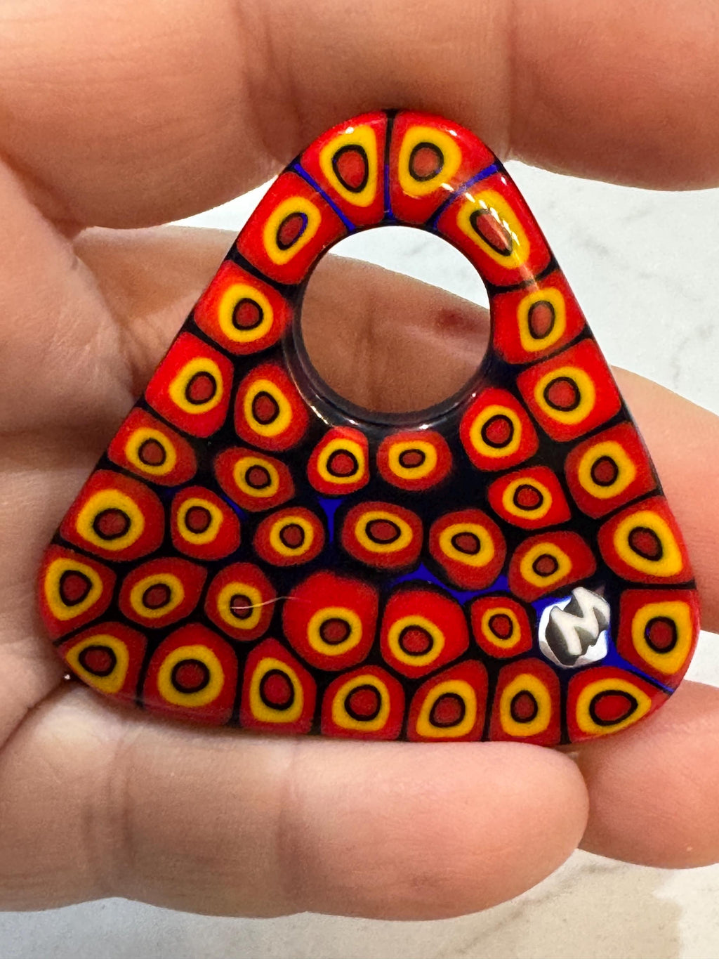 Ercole Moretti Large Triangular Pendant-Choice of Vibrant Red, Black or White