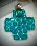 Ercole Moretti Rare Cross Pendant-Choice of or Aqua Pasiley Aqua Flowered, Cobalt Blue Pasiley, or Cobalt with Green Olives NWT