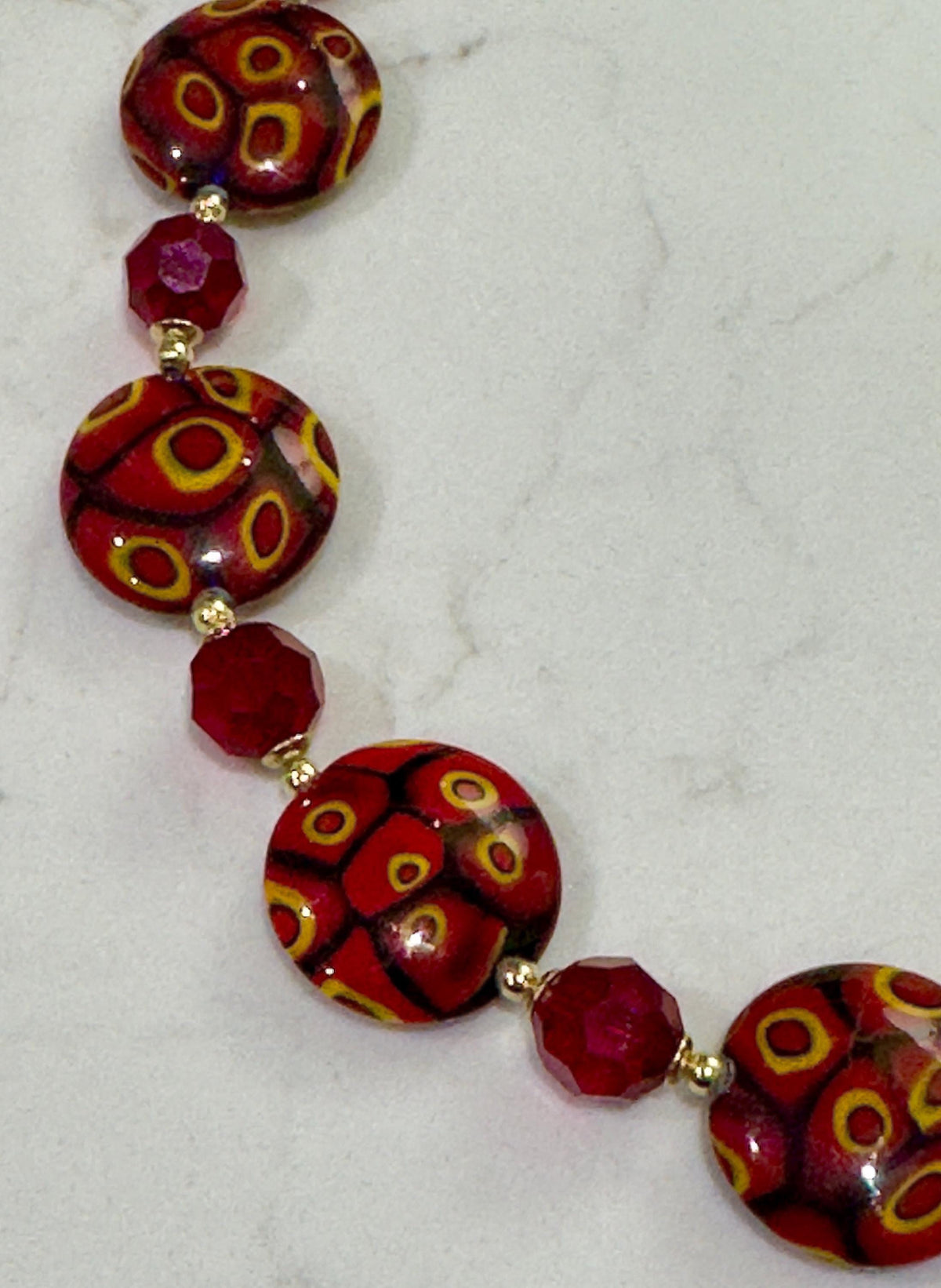 Rosario Leonardi Burnt Sienna Beauty Featuring Ercole Moretti Murano Millefiori Glass Beaded Necklace