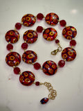 Rosario Leonardi Burnt Sienna Beauty Featuring Ercole Moretti Murano Millefiori Glass Beaded Necklace