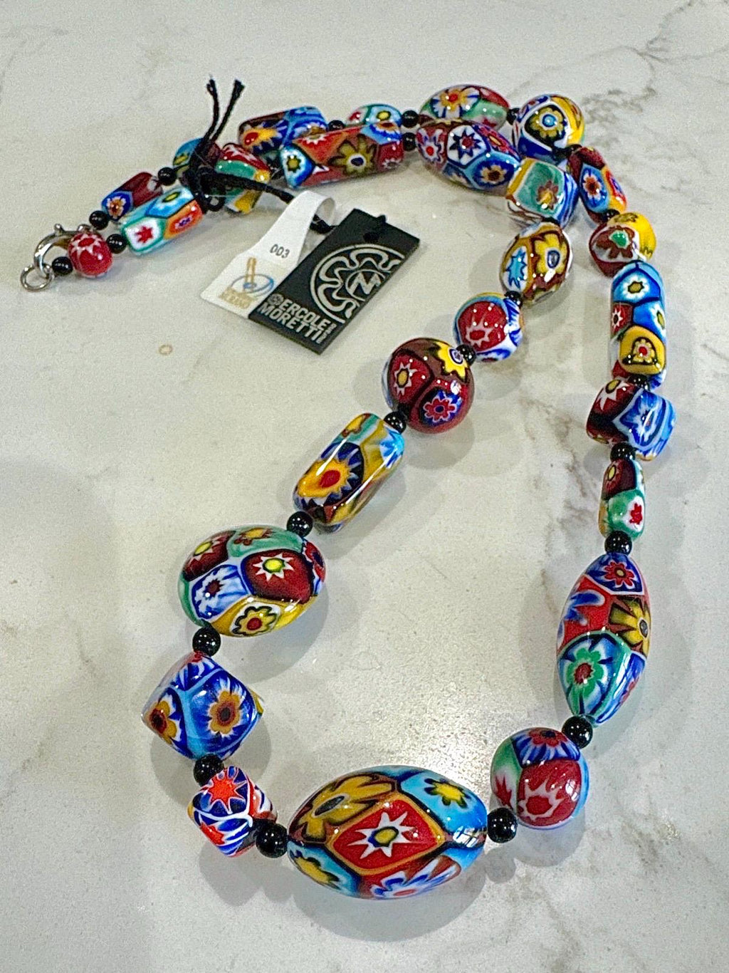 SOLD OUT Ercole Moretti Murano Millefiori Glass Bead Necklace, Italy