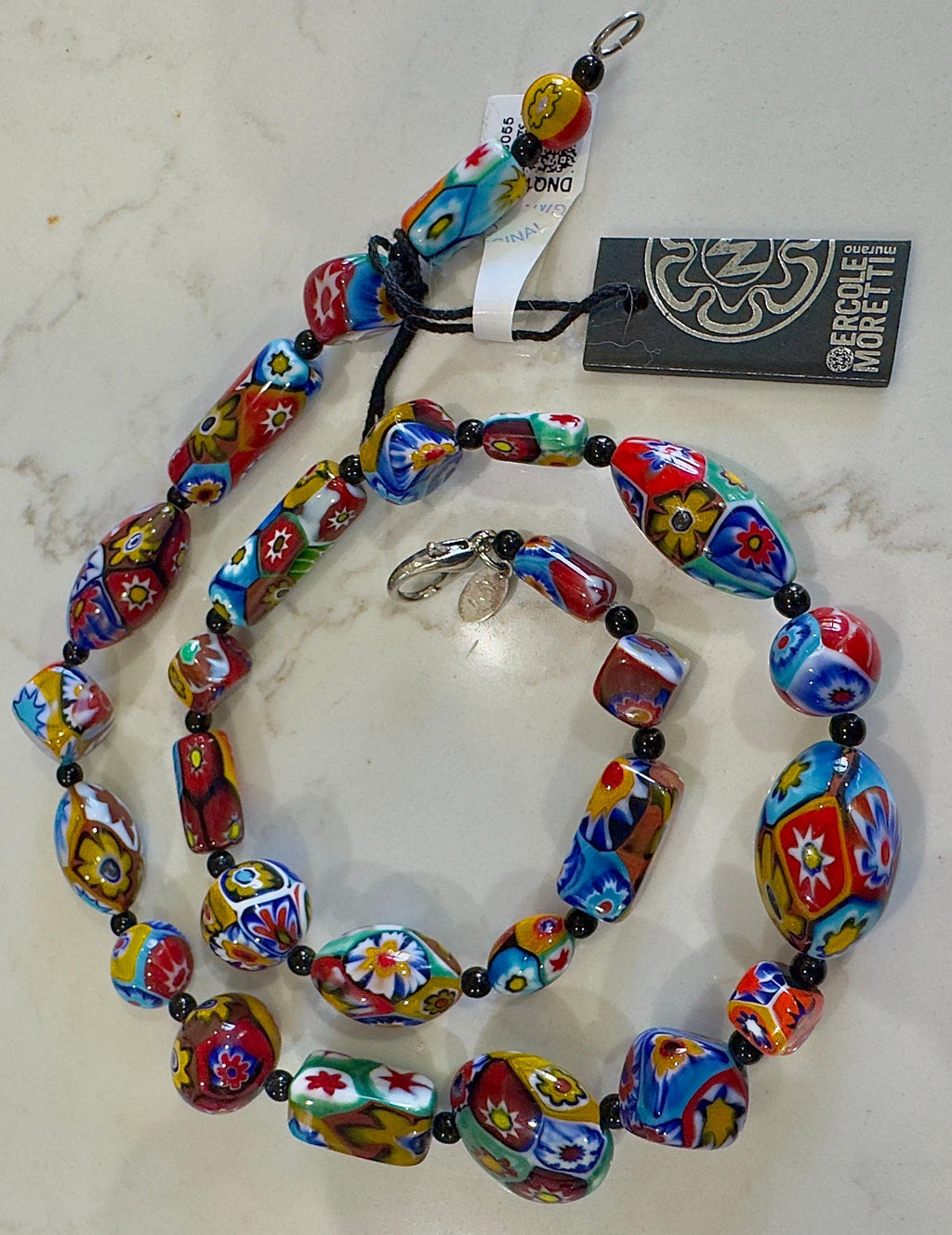 SOLD OUT Ercole Moretti Murano Millefiori Glass Bead Necklace, Italy
